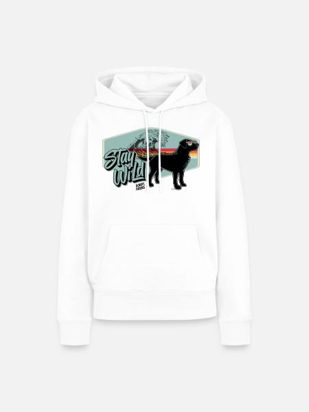 Stay Wild Hund Retro Surf - Frauen Premium Bio Hoodie - Weiß