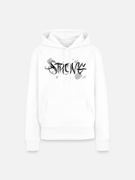 Stark Strong Motivation Graffiti - Frauen Premium Bio Hoodie - Weiß