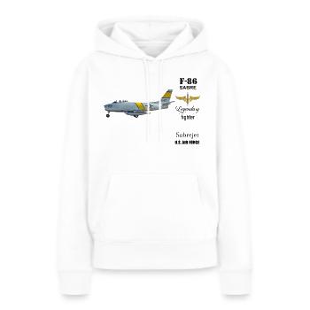 F-86 Sabre - Sweat à capuche Premium bio Femme - blanc - Devant - Julia (174cm)