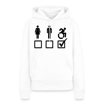 Tous les utilisateurs de fauteuils roulants sont adaptés* - Sweat à capuche Premium bio Femme - blanc - Devant - Julia (174cm)