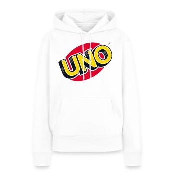 UNO™ Klassisches Logo - Frauen Premium Bio Hoodie - Weiß - Vorne - Julia (174cm)
