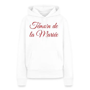 EVJF Témoin mariée. Enterrement vie célibataire - Sweat à capuche Premium bio Femme - blanc - Devant - Julia (174cm)