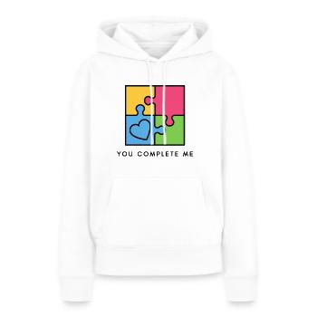 Du vervollständigst mich wahre Liebe Valentinstag - Frauen Premium Bio Hoodie - Weiß - Vorne - Julia (174cm)