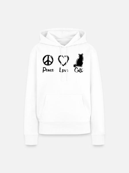 Ich liebe Katzen - Frauen Premium Bio Hoodie - Weiß
