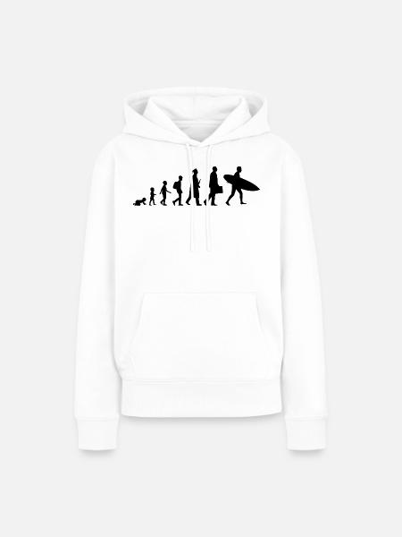 Entwicklung eines Surfers - Frauen Premium Bio Hoodie - Weiß