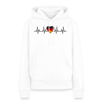 Deutschland Herzschlag EKG schwarz rot gold - Frauen Premium Bio Hoodie - Weiß - Vorne - Julia (174cm)