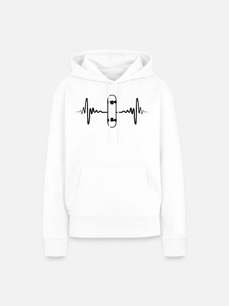 Skateboard Pulsschlag - Frauen Premium Bio Hoodie - Weiß