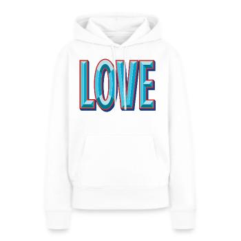LOVE 3D-Ausschnitt - Frauen Premium Bio Hoodie - Weiß - Vorne - Julia (174cm)