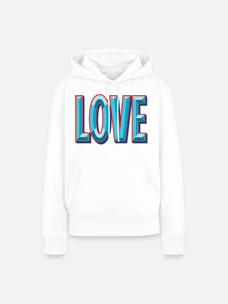 LOVE 3D-Ausschnitt - Frauen Premium Bio Hoodie - Weiß