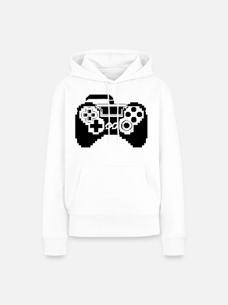 Gamepad Pixel Grafik - Frauen Premium Bio Hoodie - Weiß