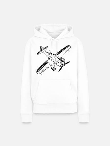 Propellerflugzeug Skizze - Frauen Premium Bio Hoodie - Weiß