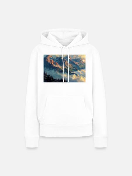 Berglandschaft Illustration Poster - Frauen Premium Bio Hoodie - Weiß