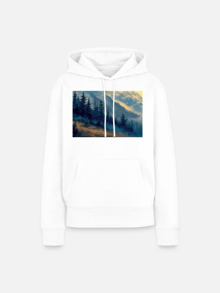 Berglandschaft Illustration Poster - Frauen Premium Bio Hoodie - Weiß
