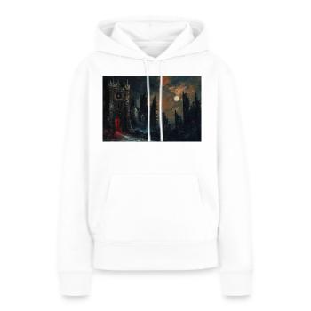 Poster Illustration Paysage médiéval en ruine - Sweat à capuche Premium bio Femme - blanc - Devant - Julia (174cm)