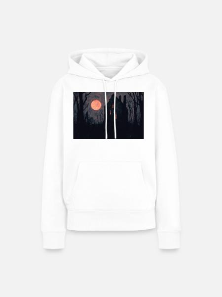 Spukhaus Illustration Poster - Frauen Premium Bio Hoodie - Weiß