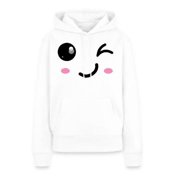 Clin d’œil sourire - Sweat à capuche Premium bio Femme - blanc - Devant - Julia (174cm)