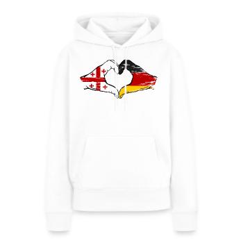 Géorgie Allemagne Drapeau Mains Coeur Forme utilisation - Sweat à capuche Premium bio Femme - blanc - Devant - Julia (174cm)