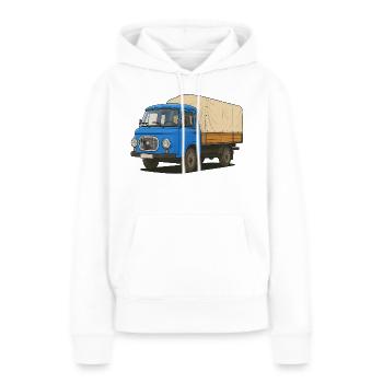 Plateau Est - Sweat à capuche Premium bio Femme - blanc - Devant - Julia (174cm)