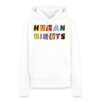 Human Right - Menschenrechte - Frauen Premium Bio Hoodie - Weiß - Vorne - Julia (174cm)