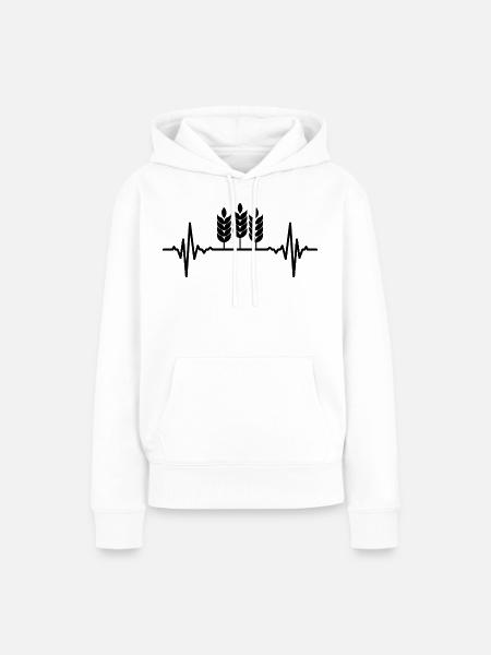 Weizenbau Herzschlag - Frauen Premium Bio Hoodie - Weiß