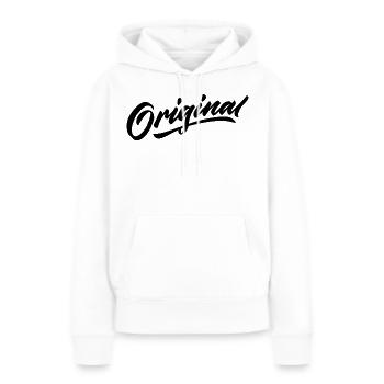 Langue source - Sweat à capuche Premium bio Femme - blanc - Devant - Julia (174cm)