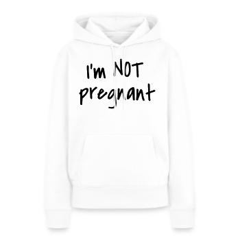 Je ne suis pas enceinte - Sweat à capuche Premium bio Femme - blanc - Devant - Julia (174cm)