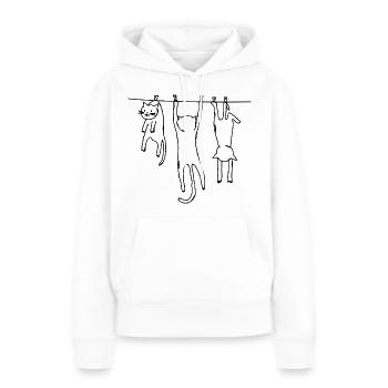 Nasse Katzen an der Wäscheleine - Frauen Premium Bio Hoodie - Weiß - Vorne - Julia (174cm)