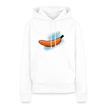 Banane orange - Sweat à capuche Premium bio Femme - blanc - Devant - Julia (174cm)