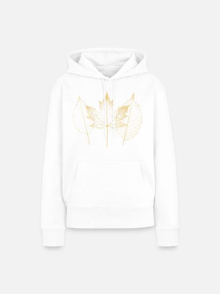 Goldene Herbstblätter Muster - Frauen Premium Bio Hoodie - Weiß