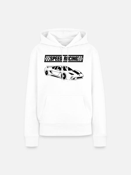 Minimalistischer Sportrennwagen - Frauen Premium Bio Hoodie - Weiß