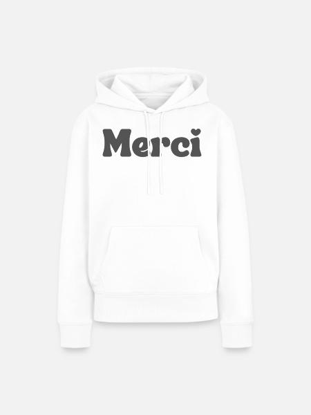 Merci - Frauen Premium Bio Hoodie - Weiß