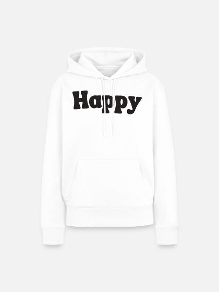 Happy - Frauen Premium Bio Hoodie - Weiß