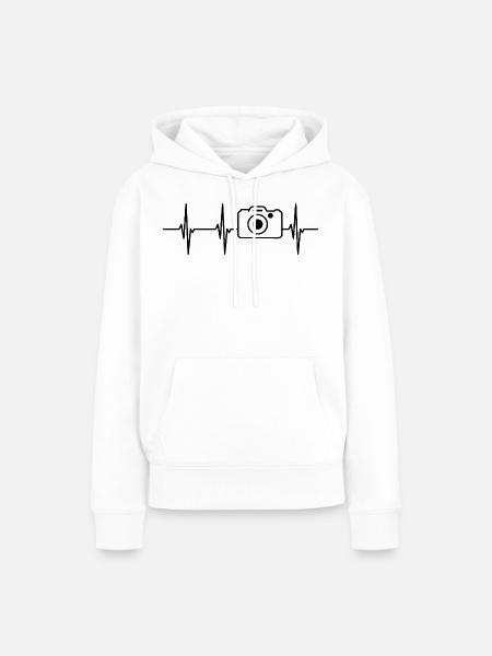 Fotografie Herzlinie - Frauen Premium Bio Hoodie - Weiß
