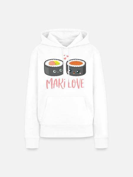 Maki Love Sushi Comic - Frauen Premium Bio Hoodie - Weiß