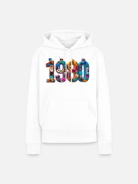 1980er Technik-Mosaik - Frauen Premium Bio Hoodie - Weiß
