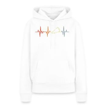 Mégaphone vintage Heartbeat - Sweat à capuche Premium bio Femme - blanc - Devant - Julia (174cm)