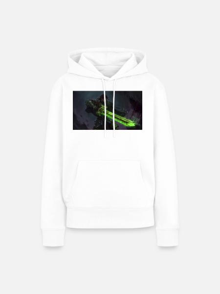 Krieger mit grünem Lichtschwert - Frauen Premium Bio Hoodie - Weiß