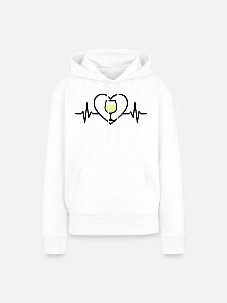 Wein Weinglas Herz Weißwein - Frauen Premium Bio Hoodie - Weiß