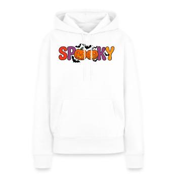 Spukige Kürbisbuchstaben - Frauen Premium Bio Hoodie - Weiß - Vorne - Julia (174cm)