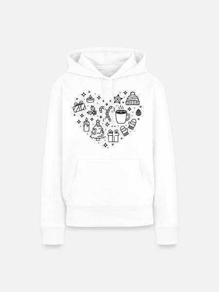Weihnachten Herz X-Mas Herz Form Weihnachtszeit - Frauen Premium Bio Hoodie - Weiß