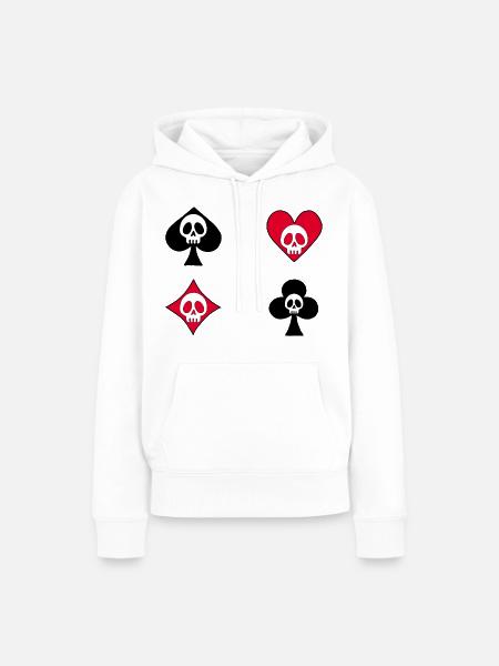 Totenkopf auf Spielkarten - Frauen Premium Bio Hoodie - Weiß