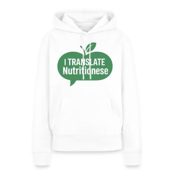 Diététicien(ne) Communication en nutrition - Sweat à capuche Premium bio Femme - blanc - Devant - Julia (174cm)