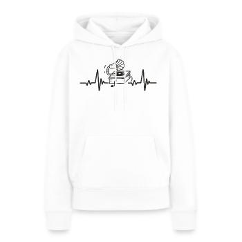 Phonographe Vintage Musique Rétro Rythme Cœur - Sweat à capuche Premium bio Femme - blanc - Devant - Julia (174cm)