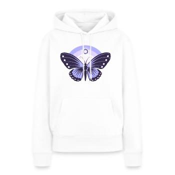 Papillon Lilas mignon - Sweat à capuche Premium bio Femme - blanc - Devant - Julia (174cm)