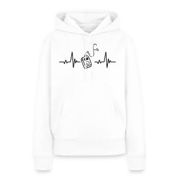 Lecteur MP3 Baladeur Musique Numérique Rythme Cœur - Sweat à capuche Premium bio Femme - blanc - Devant - Julia (174cm)