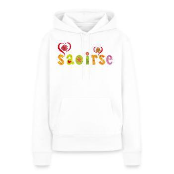 Saoirse Personalisiertes Design - Frauen Premium Bio Hoodie - Weiß - Vorne - Julia (174cm)