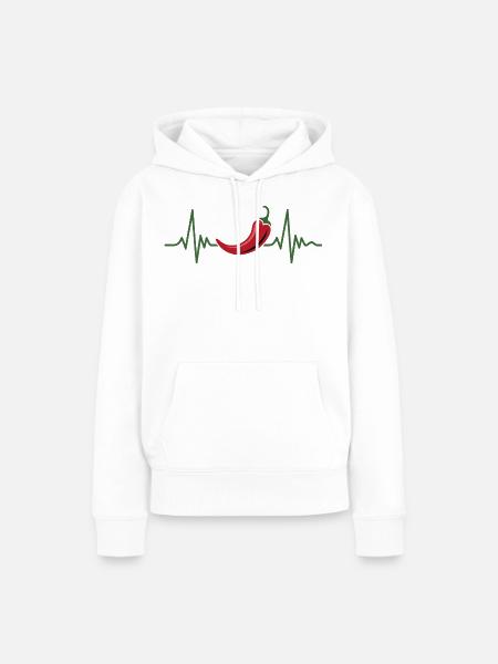 Herzschlag Chili Design - Frauen Premium Bio Hoodie - Weiß