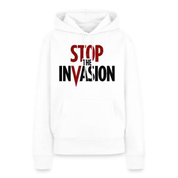 Arrêter l’invasion contre l’agression - Sweat à capuche Premium bio Femme - blanc - Devant - Julia (174cm)