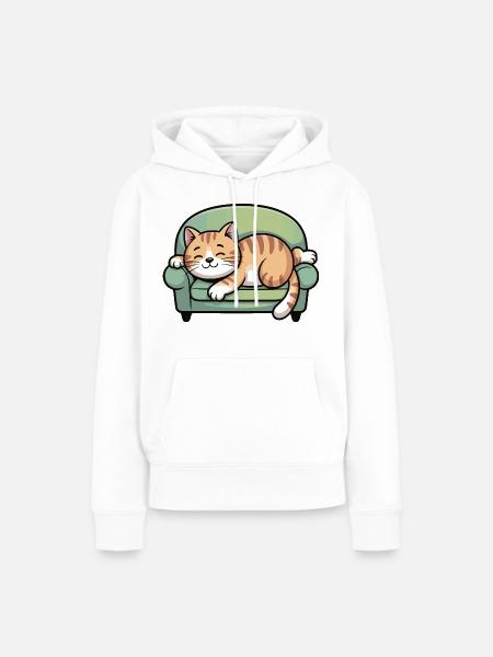 Schlafender Kater auf Sofa - Frauen Premium Bio Hoodie - Weiß