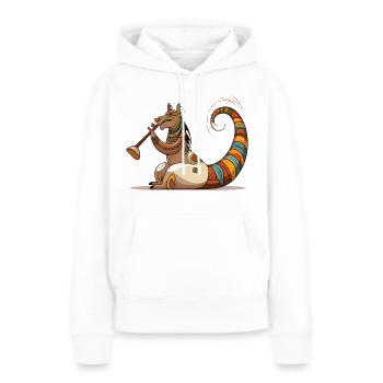 Bijoux tribaux au saxophone Dino - Sweat à capuche Premium bio Femme - blanc - Devant - Julia (174cm)
